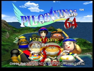 Pilotwings 64 title screen for Nintendo 64